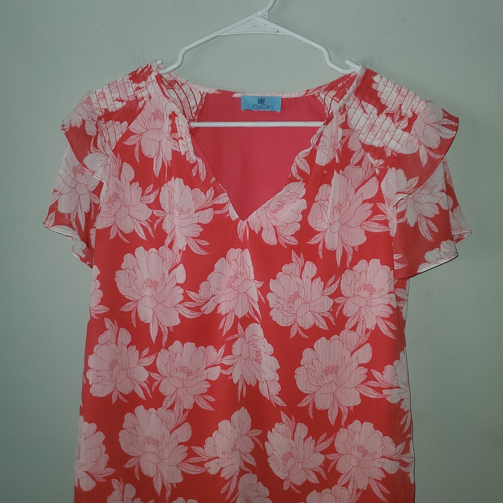 CeCe Pink Floral Blouse